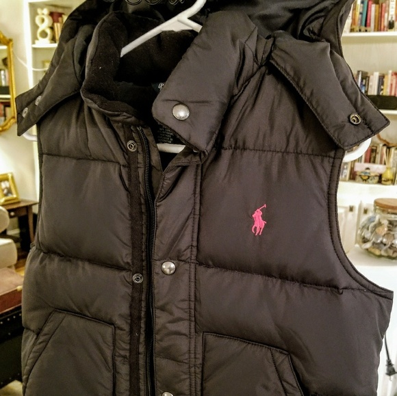polo puffer vest with hood